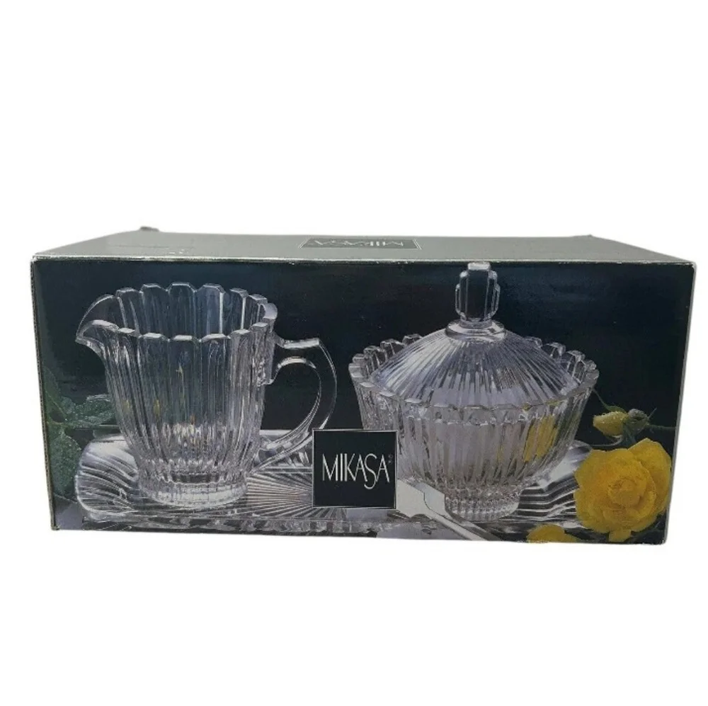 Mikasa Crystal Sugar Bowl And Creamer Set